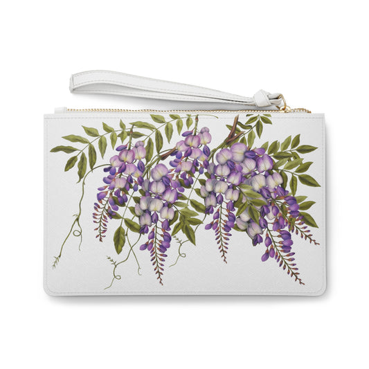 Wisteria on White Clutch Bag - UndertheLeafDesigns.com