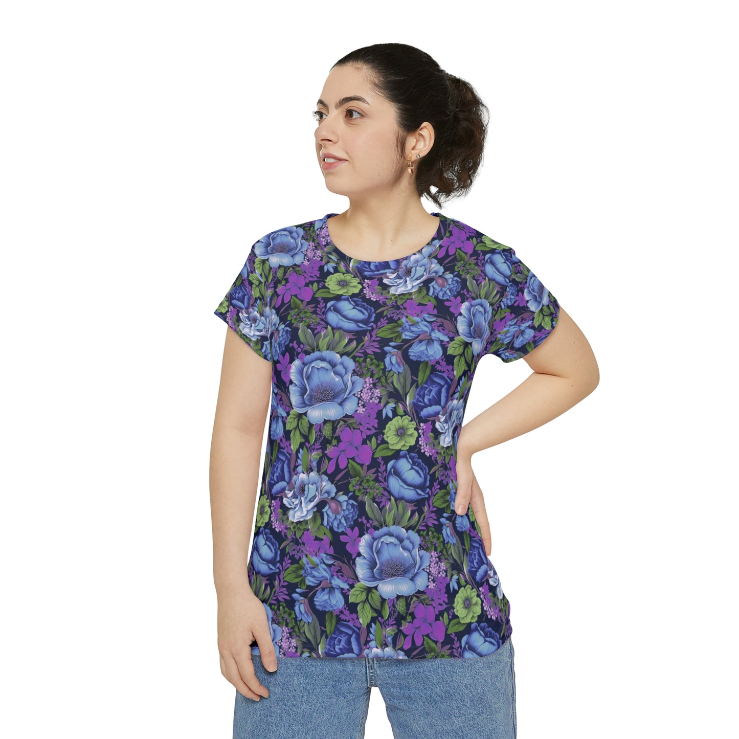 Purple & Denim Floral Go Everywhere Crew Neck T-Shirt
