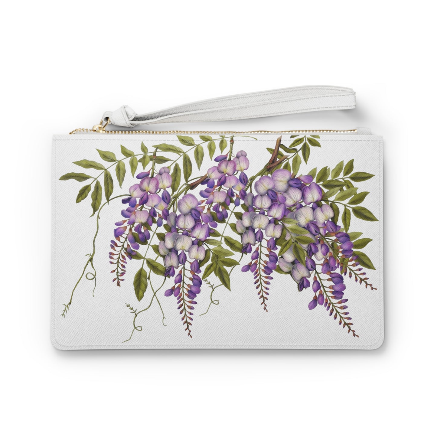 Wisteria on White Clutch Bag