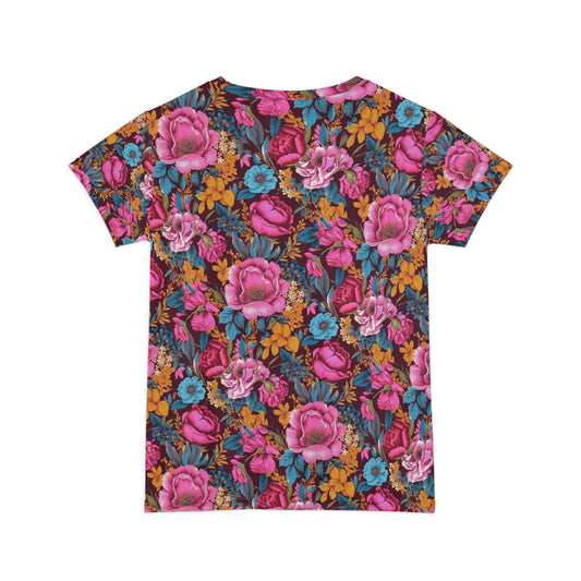 Fuschia Floral Go Everywhere Crew Neck T-Shirt