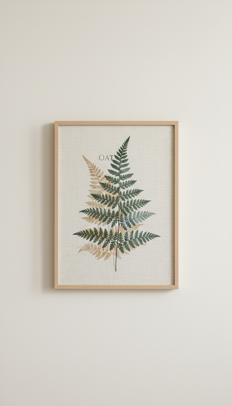 Oat Fern linen wall print
