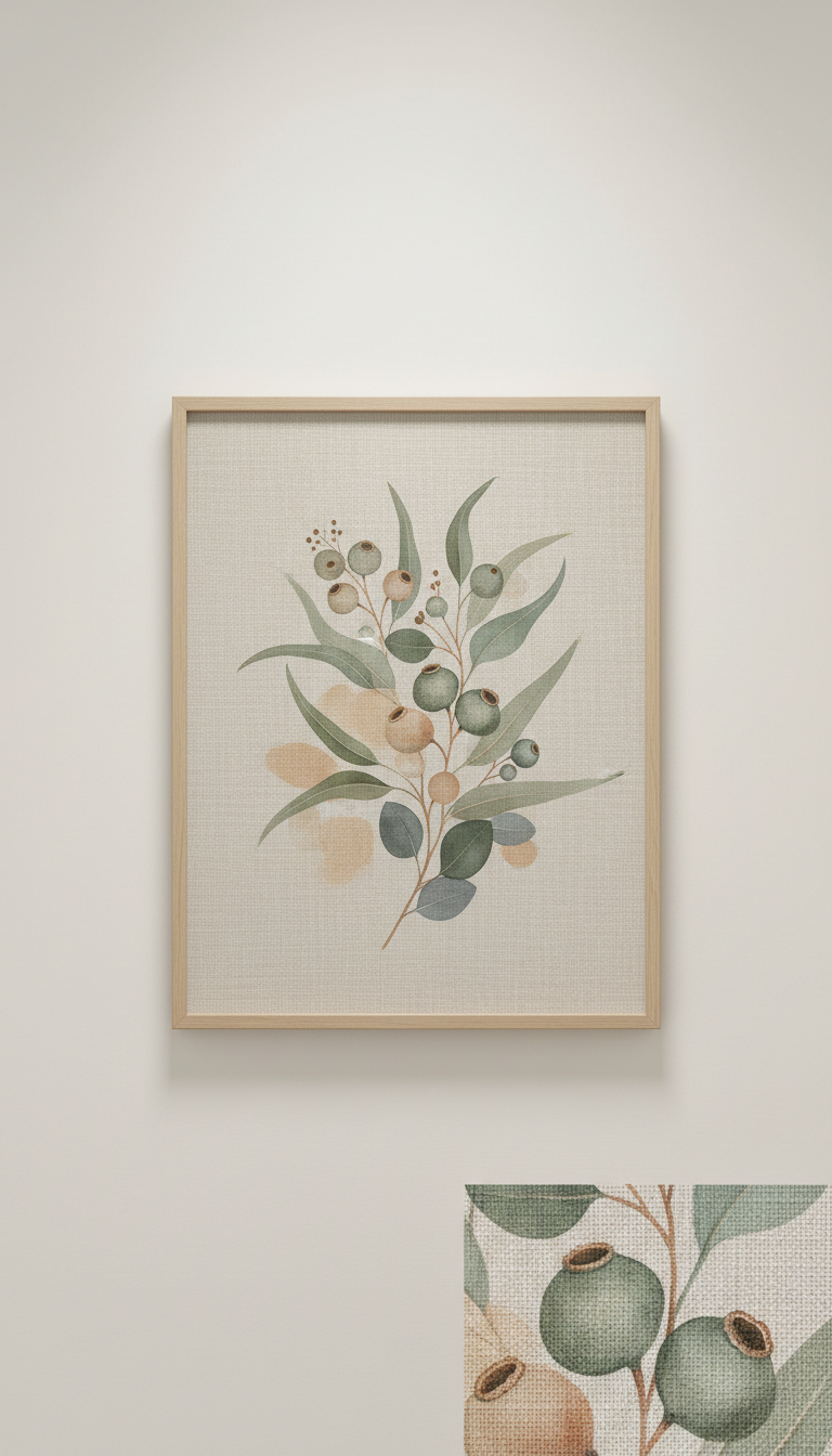 Eucalyptus Harmony linen art print