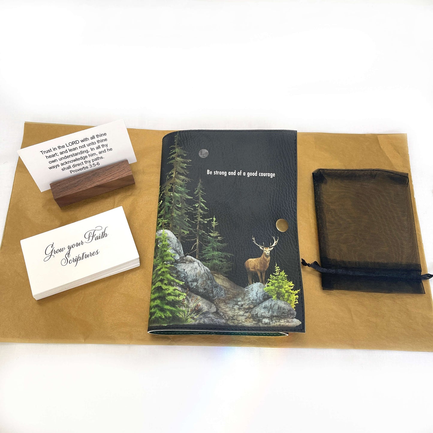 Be Strong & of Good Courage Mens Notepad Holder Christian Faith Gift