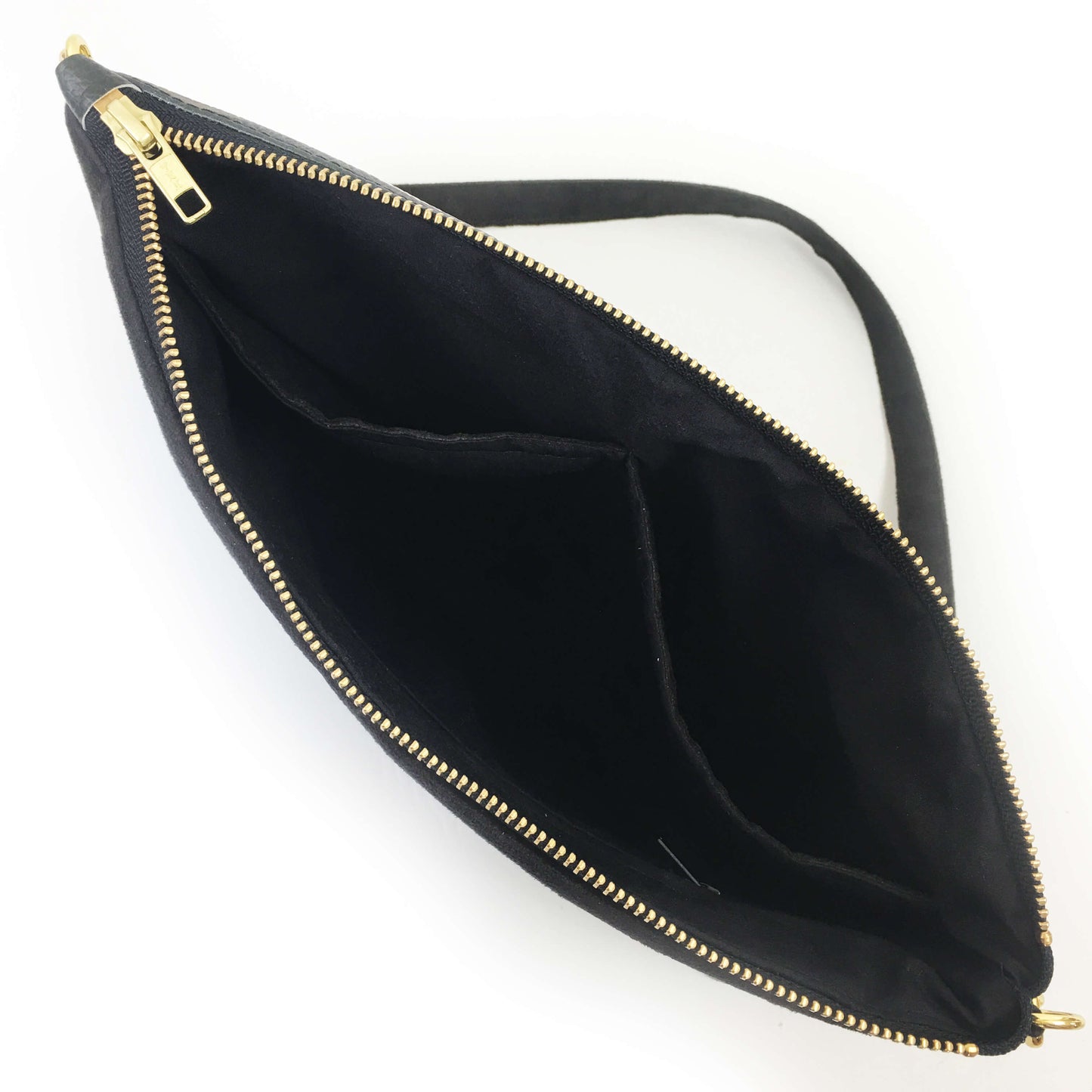 Orchids on Black Zip Top Shoulder Bag - Vegan Leather/ Suede - UndertheLeafDesigns.com