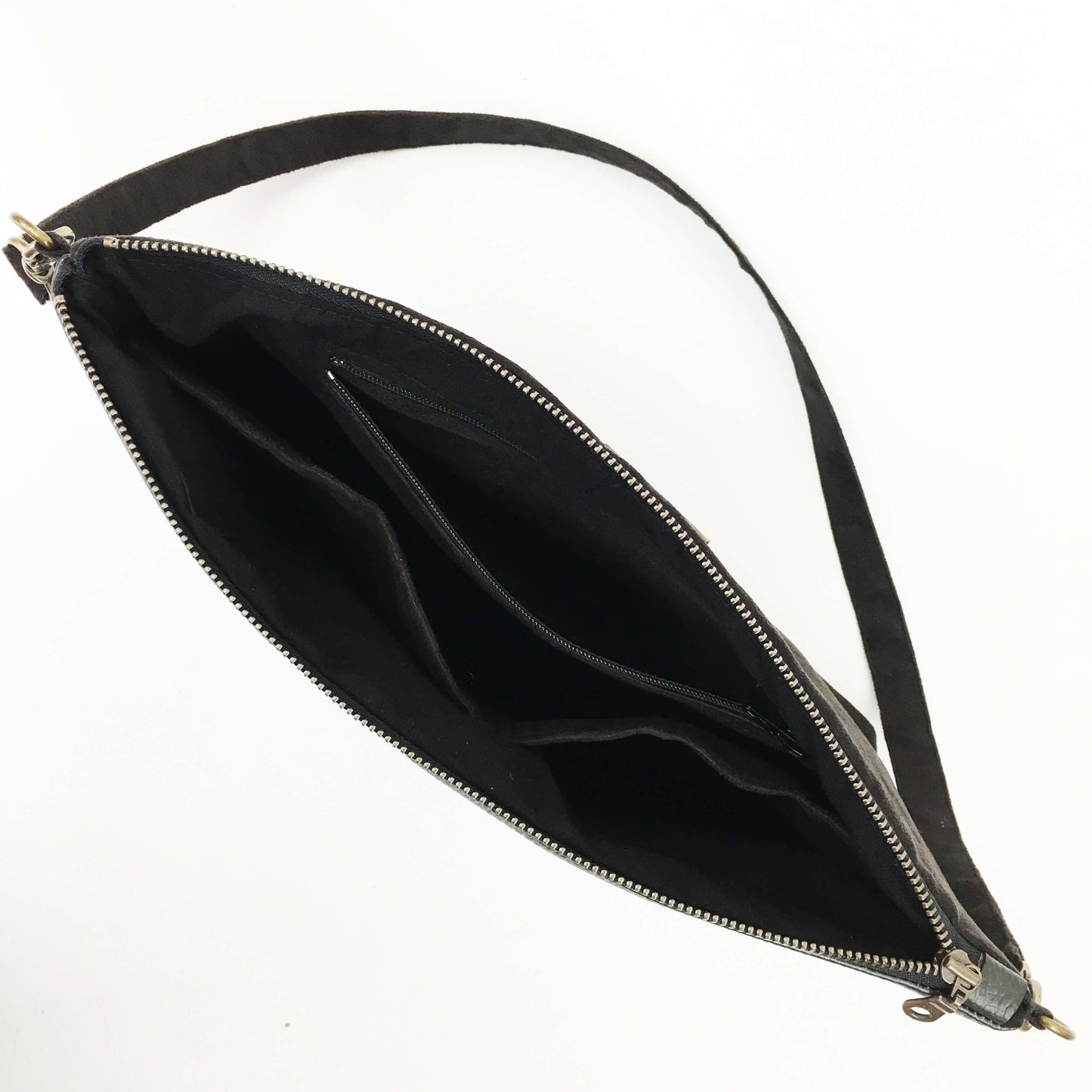White Peonies and Hummingbird Zip Top Shoulder Bag - Vegan Leather/ Suede - UndertheLeafDesigns.com