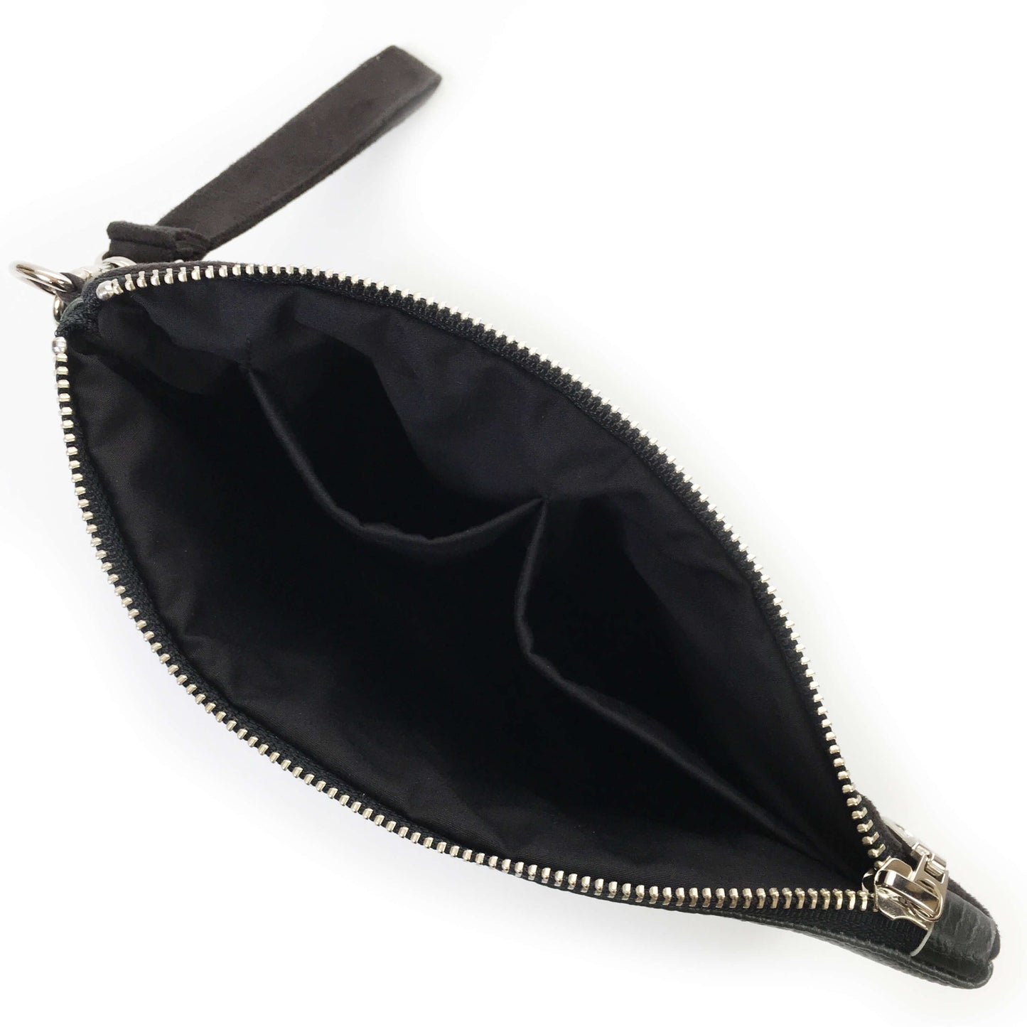 Purple watercolor tulips on black wristlet - vegan leather/suede - UndertheLeafDesigns.com
