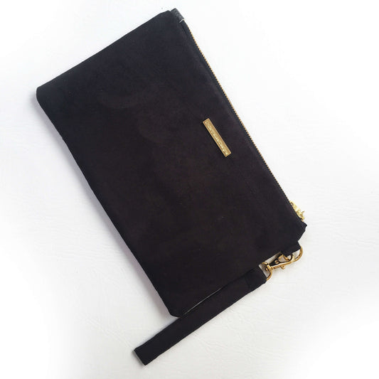 Scroll Rose Wristlet - vegan leather/suede - UndertheLeafDesigns.com