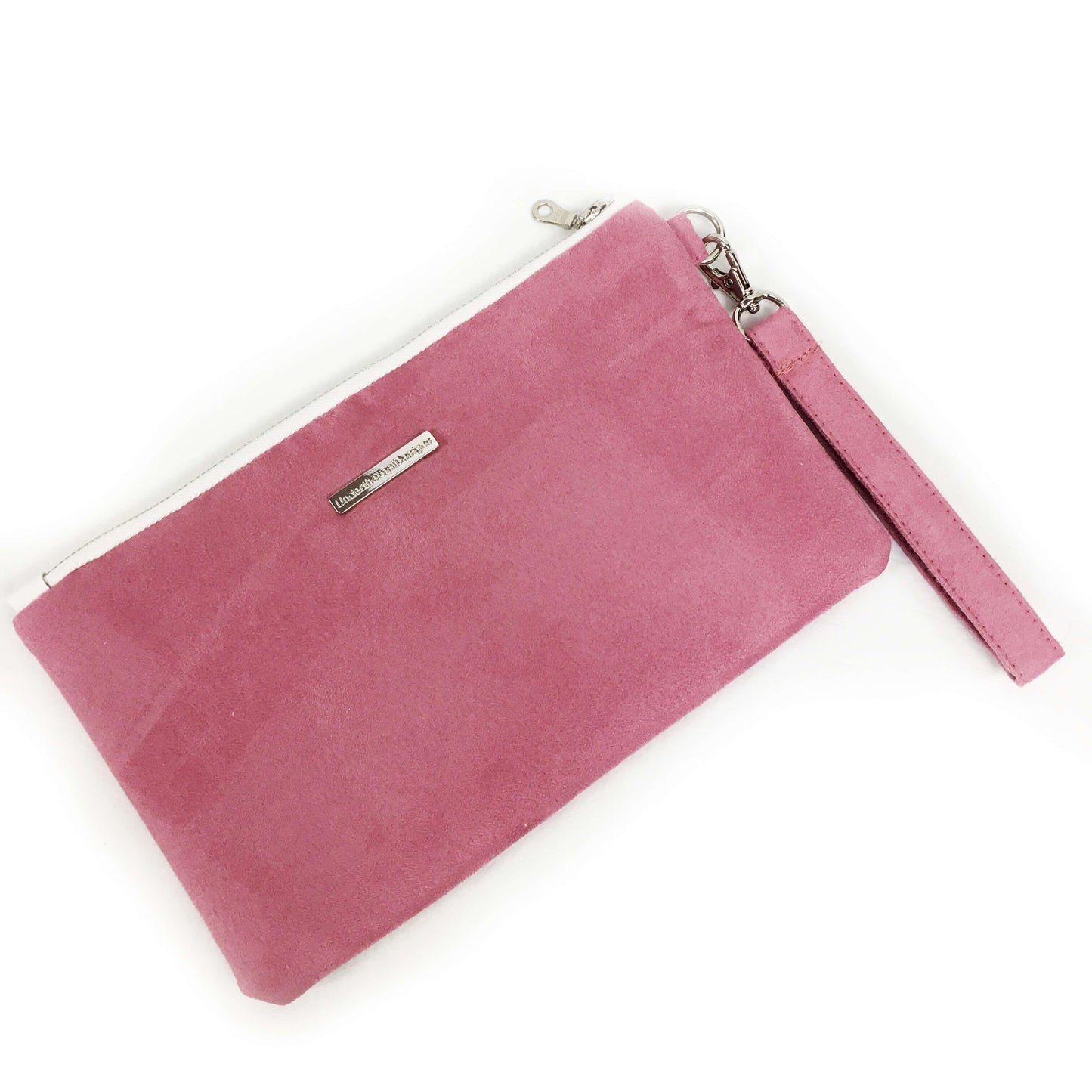 Pink Mum Wristlet - Velvet/VeganSuede - UndertheLeafDesigns.com