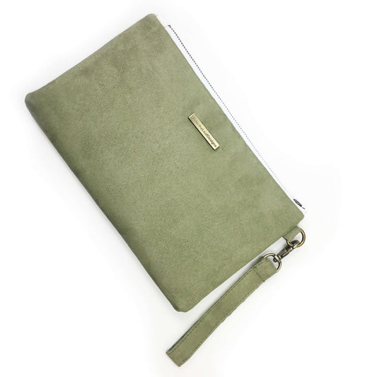 Mum Floral Wristlet - vegan leather/suede - UndertheLeafDesigns.com