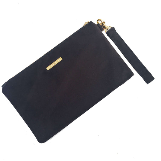 Magenta Watercolor Peony Wristlet - vegan leather/suede - UndertheLeafDesigns.com