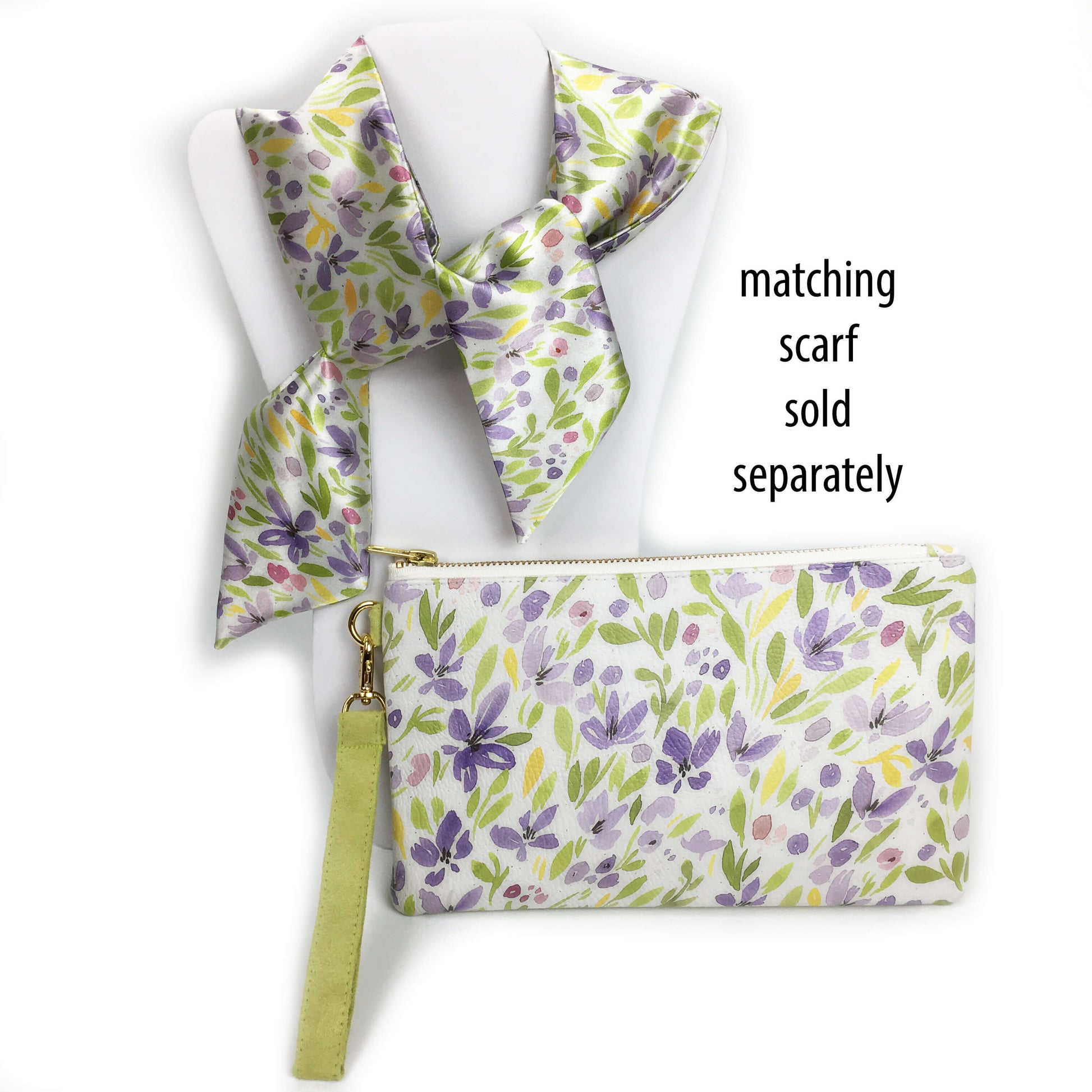 Spring Watercolor Floral wristlet - vegan leather/suede - UndertheLeafDesigns.com