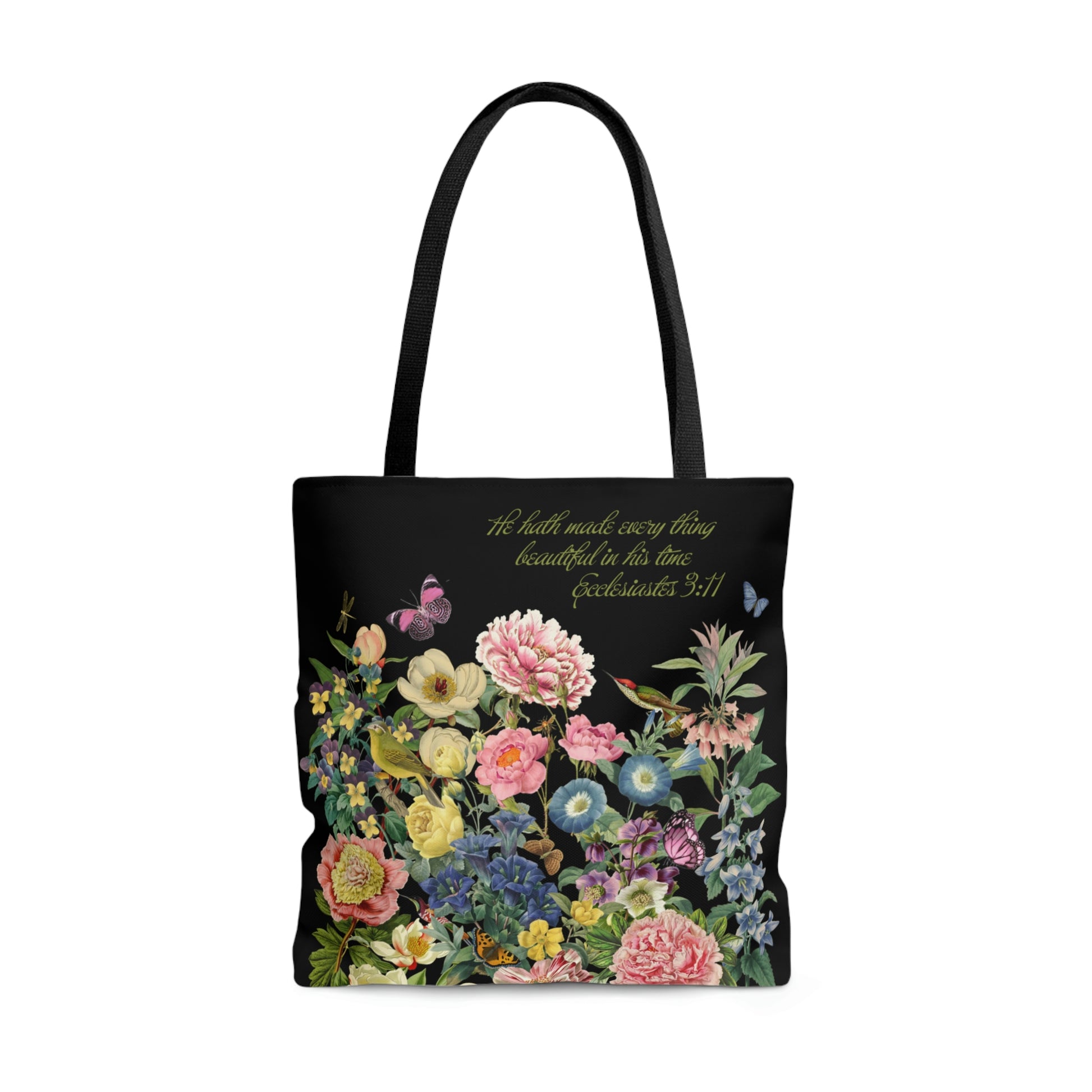 Floral Tote Bag "He hath made every thing beautiful in his time" Ecclesiastes 3:11