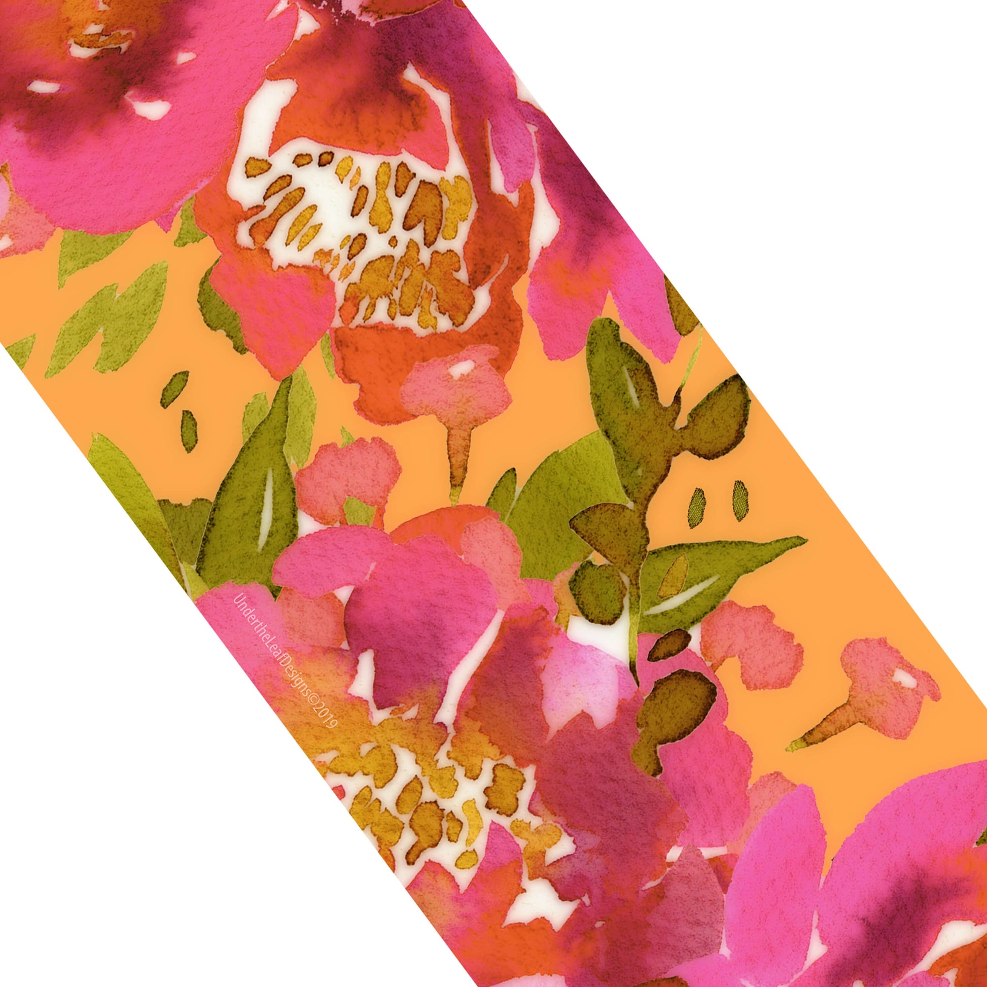 Petals Watercolor skinny scarf on orange - UndertheLeafDesigns.com