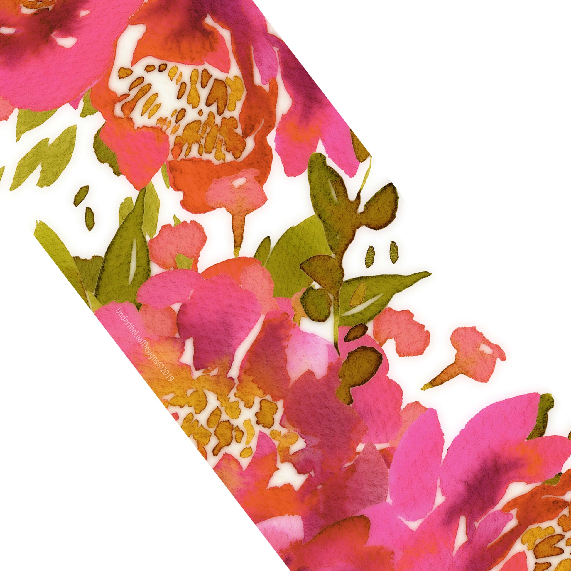Petals Watercolor skinny scarf on white - UndertheLeafDesigns.com