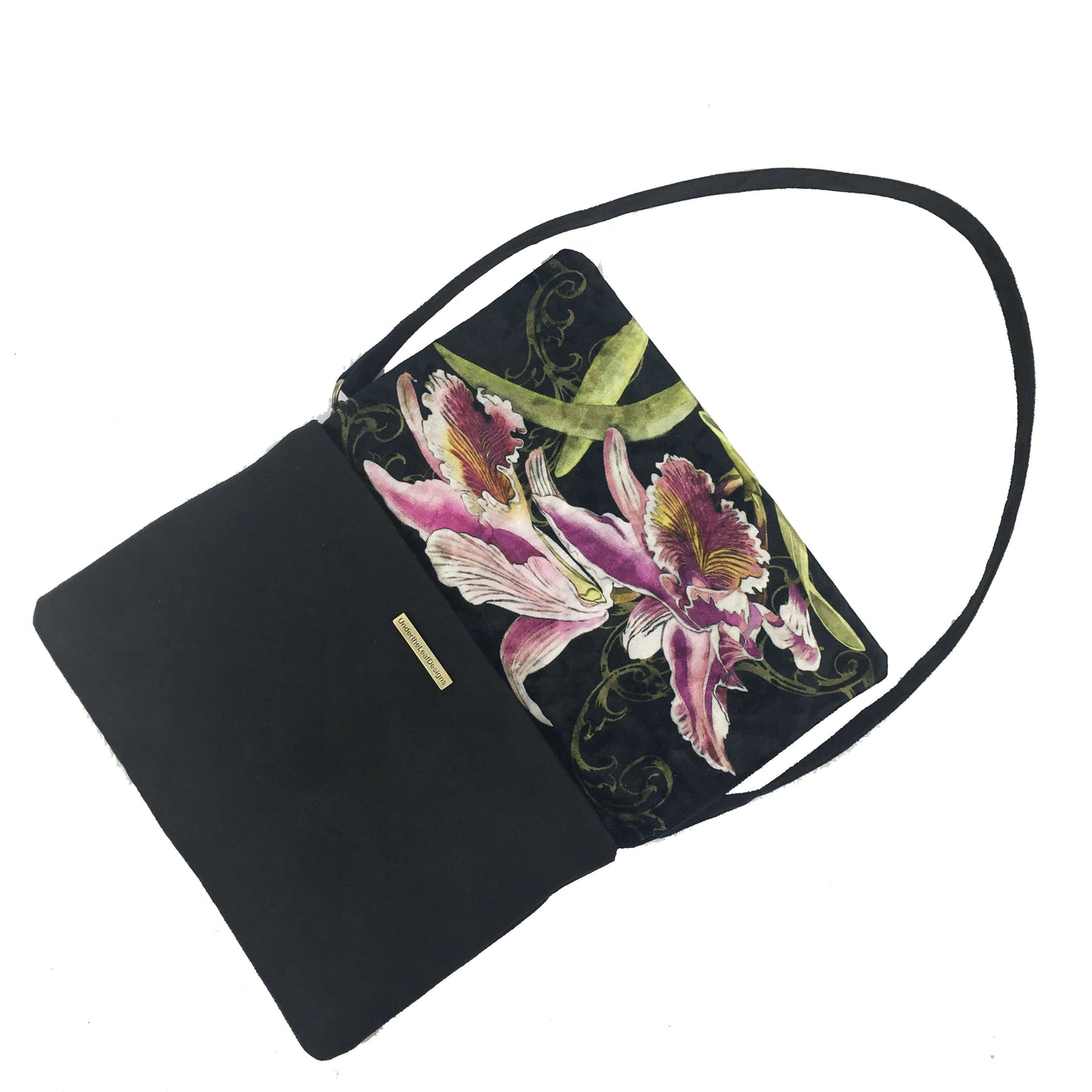 Orchid Clutch/Crossbody/Shoulder Artisan Handbag in Velvet/VeganSuede - UndertheLeafDesigns.com