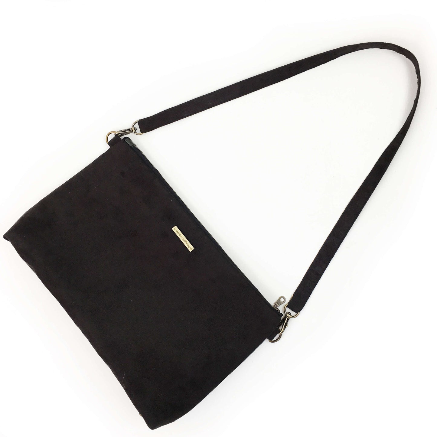 White Peonies and Hummingbird Zip Top Shoulder Bag - Vegan Leather/ Suede - UndertheLeafDesigns.com