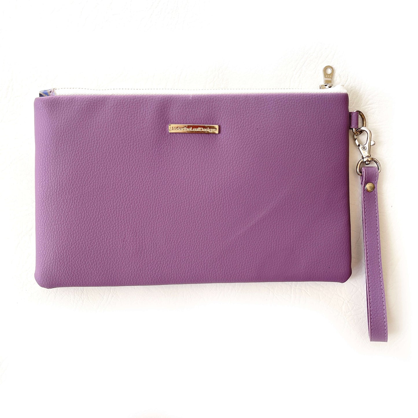 Violets Vegan Leather Wristlet, Clutch,Ladies handbag, Botanical handbag,Flower handbag,hand painted handbag, Floral bag,botanical,madeinUSA