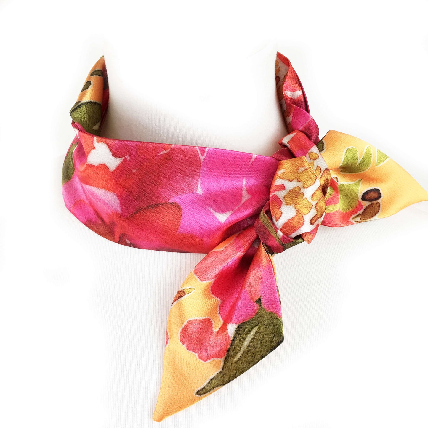 Petals Watercolor skinny scarf on orange - UndertheLeafDesigns.com
