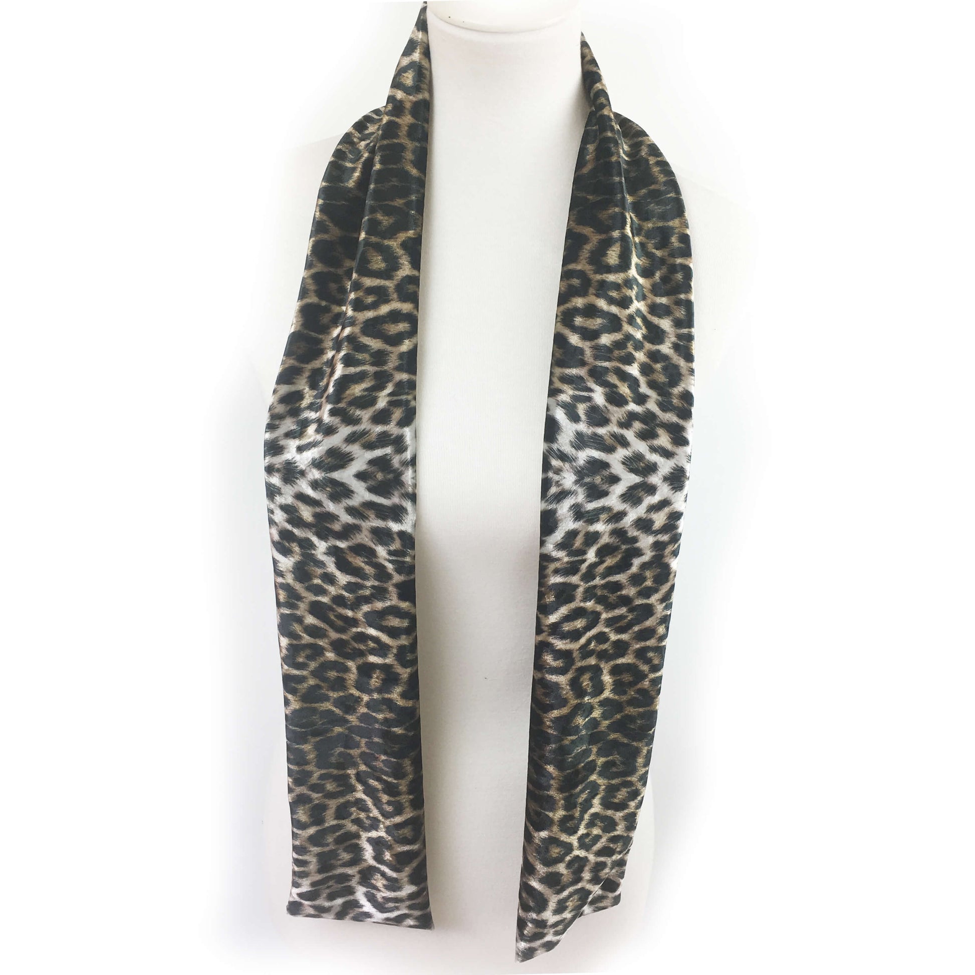 Black and Camel Leopard Scarf - All season velour - UndertheLeafDesigns.com