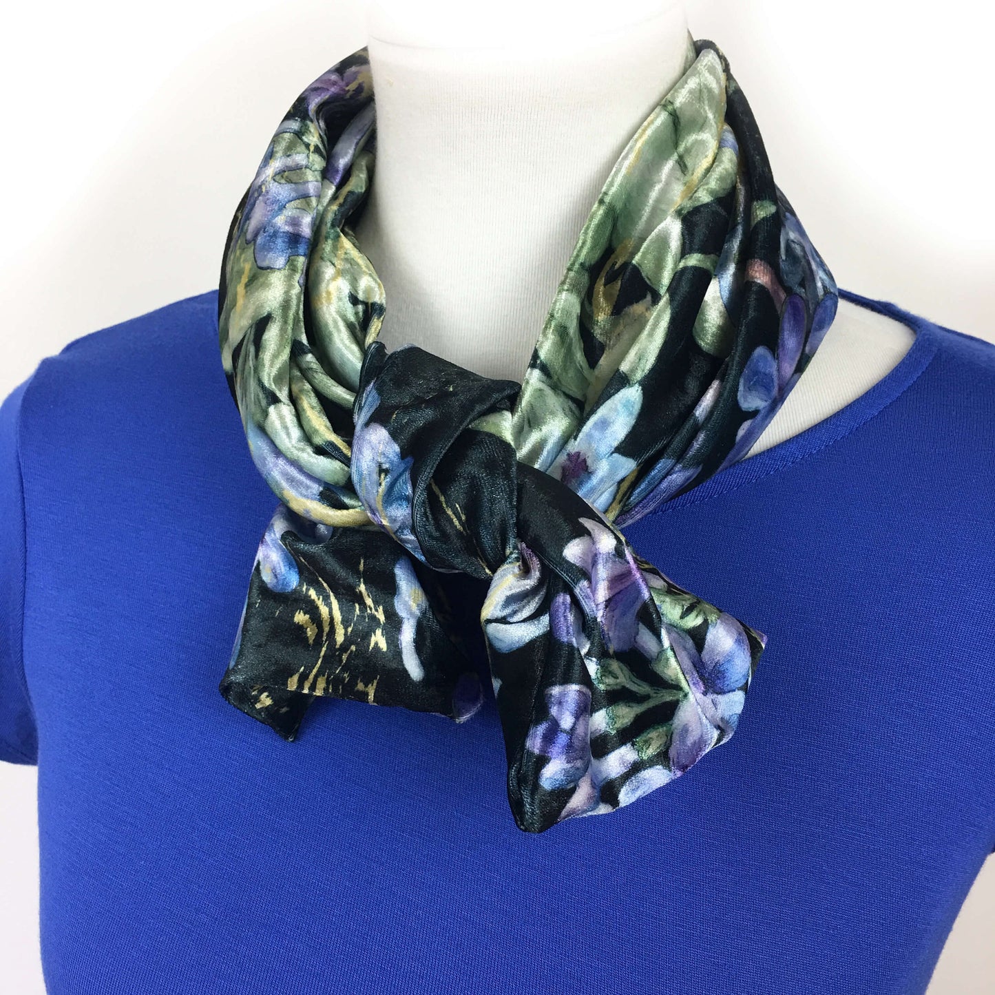Lilacs Velour Scarf, Womans Scarf, All season, Luminous Scarf, hand painted scarf, artist scarf, Wear all day or evening