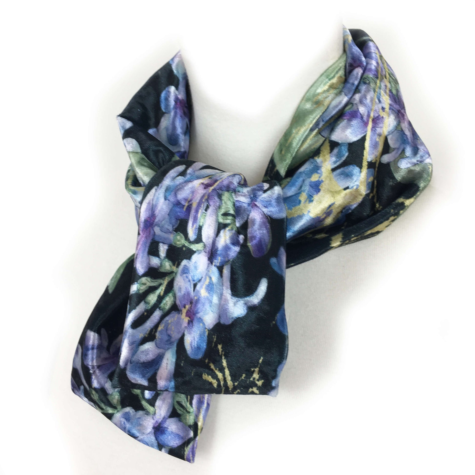 Lilacs Velour Scarf, Womans Scarf, All season, Luminous Scarf, hand painted scarf, artist scarf, Wear all day or evening