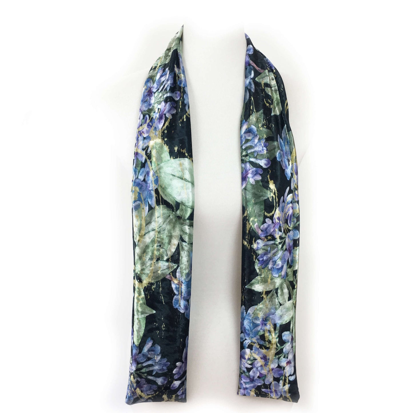 Lilacs Velour Scarf, Womans Scarf, All season, Luminous Scarf, hand painted scarf, artist scarf, Wear all day or evening