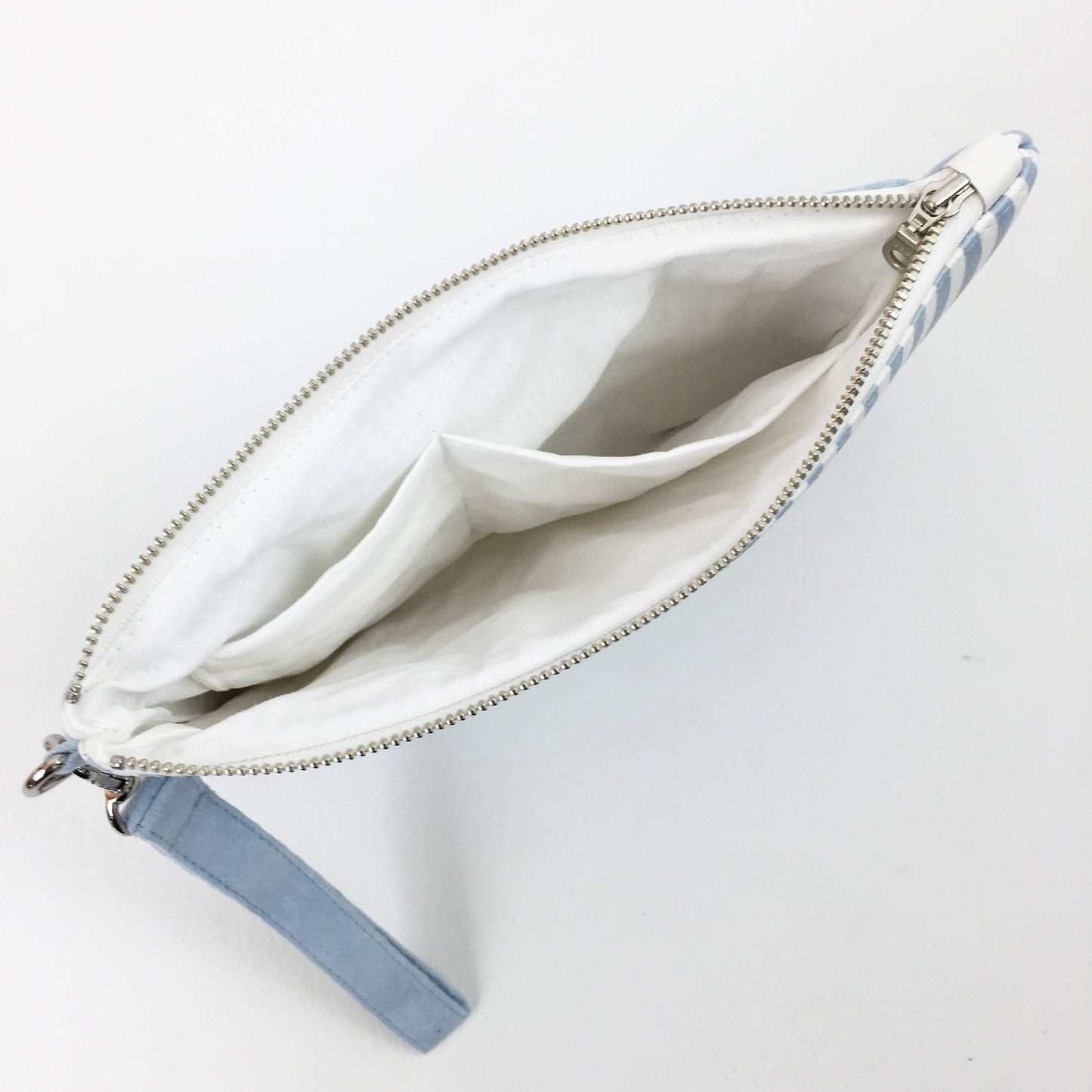 Blue & White Stripe Rose Vegan Leather Wristlet,Clutch,Ladies handbag,Botanical handbag,Flower handbag,Floral clutch,madeinUSA