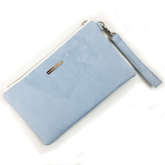 Blue & White Stripe Rose Vegan Leather Wristlet,Clutch,Ladies handbag,Botanical handbag,Flower handbag,Floral clutch,madeinUSA