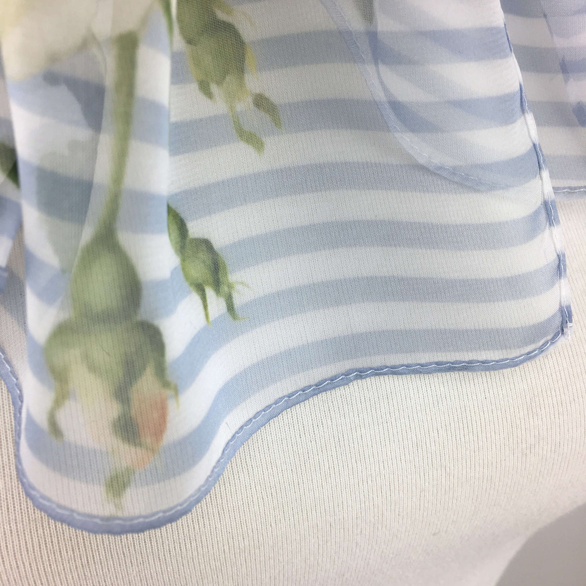 Striped Rose Scarf, Chiffon Scarf, Woman Scarf, All season scarf, Lightweight Scarf,ladies scarf, artist scarf