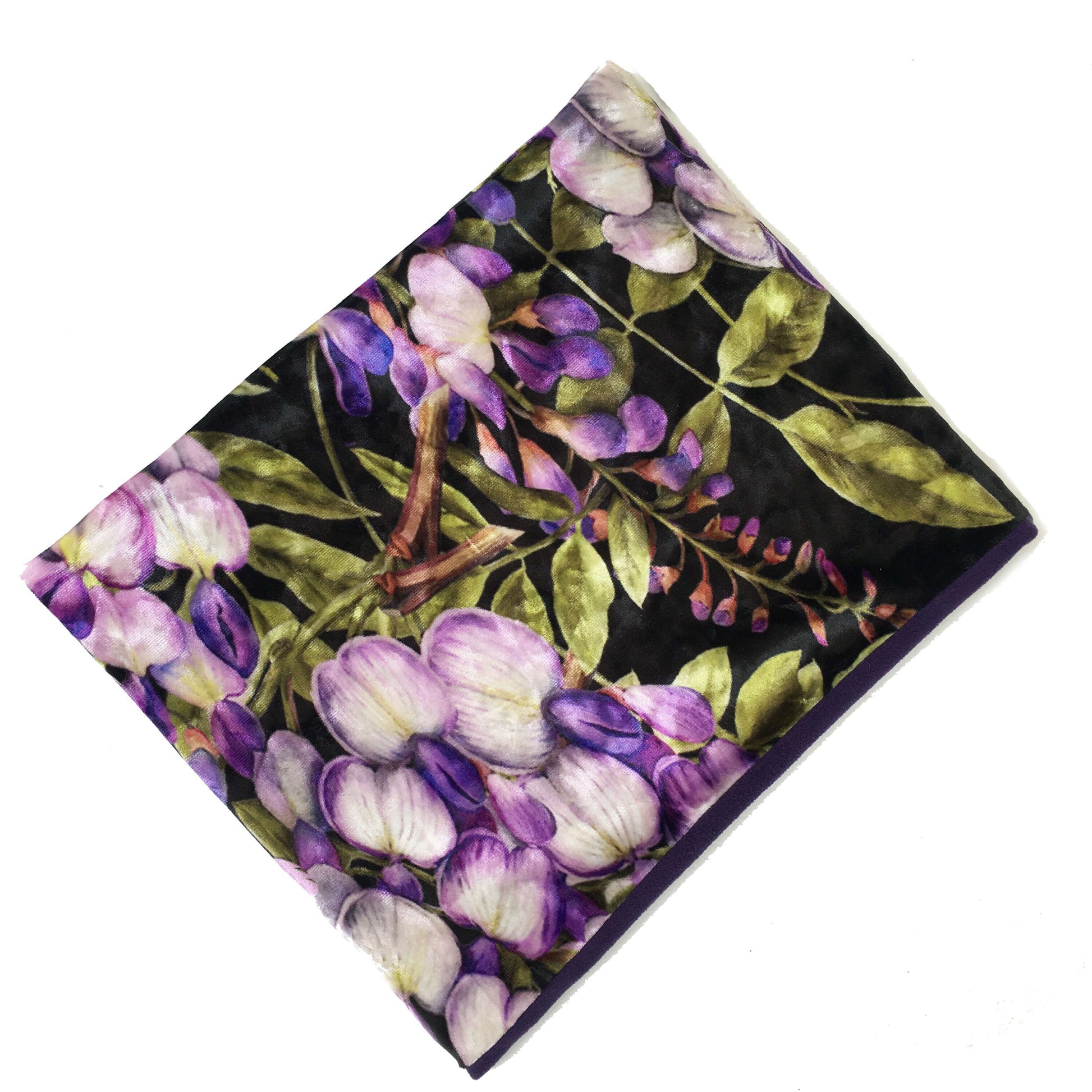 Wisteria, Versatile Scarf, Headband, HatBand, Neck Warmer, Ladies Scarf, Velour Scarf, Designer Gaiter, Handpainted and printed