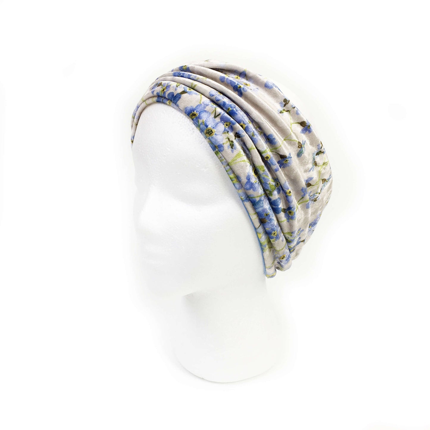 Forget-Me-Nots, Versatile Scarf, Headband, HatBand, Neck Warmer, Ladies Scarf, Velour Scarf, Designer Gaiter, Handpainted and printed