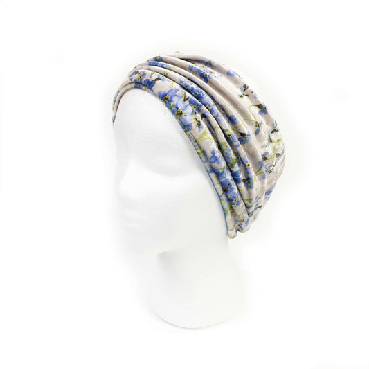 Forget-Me-Nots,  Versatile Scarf, Headband, HatBand, Neck Warmer, Ladies Scarf, Velour Scarf, Designer Gaiter, Handpainted and printed