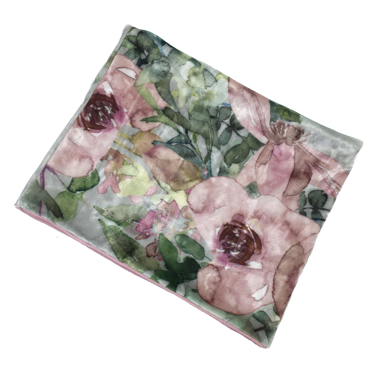 Pink Rose Watercolor, Versatile Scarf, Headband, HatBand, Neck Warmer, Ladies Scarf, Velour Scarf, Designer Gaiter, Handpainted and printed
