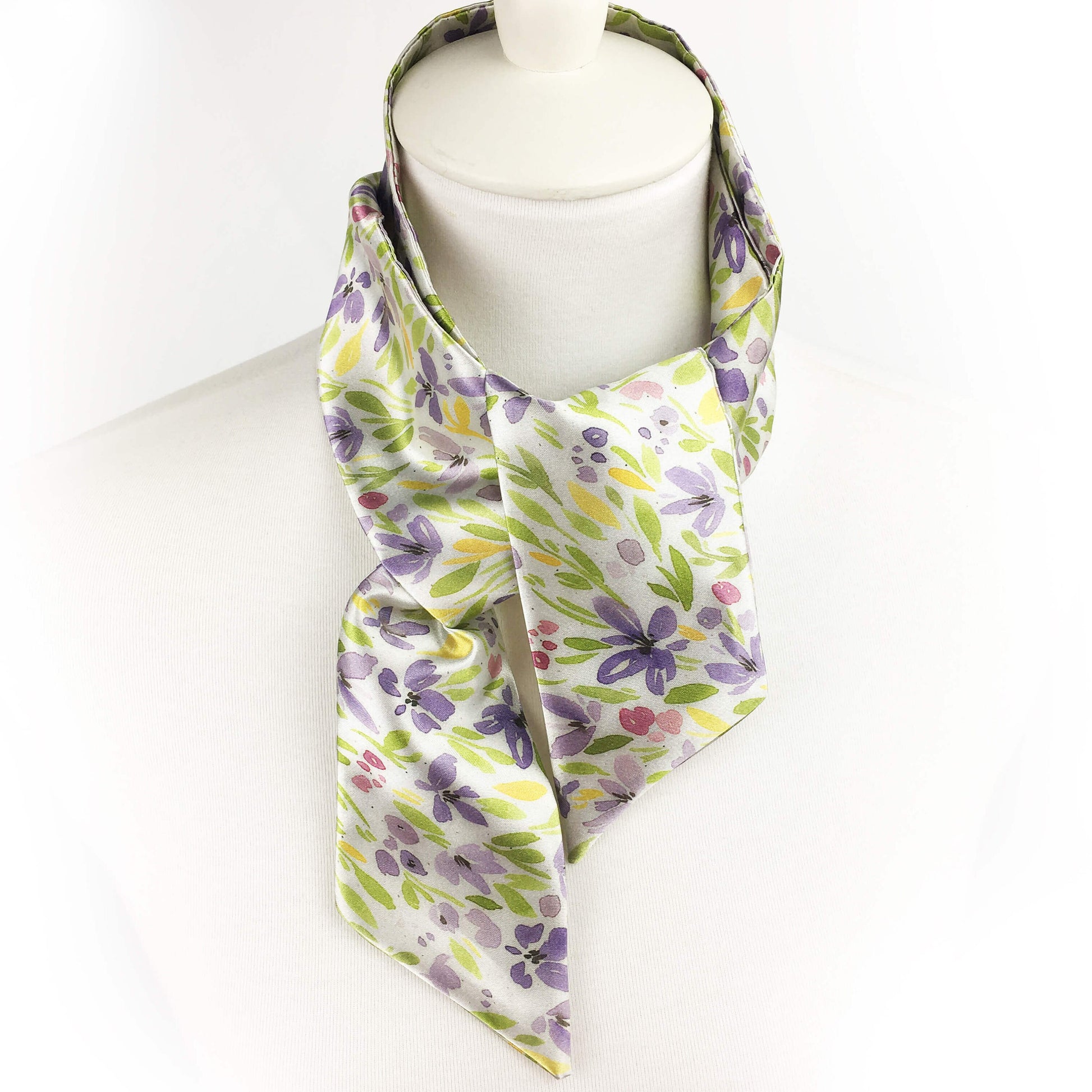 DitsyPrint Scarf, Skinny Scarf, Woman Scarf, All season scarf, Lightweight Scarf,ladies scarf, artist scarf, floral scarf, satin tie scarf