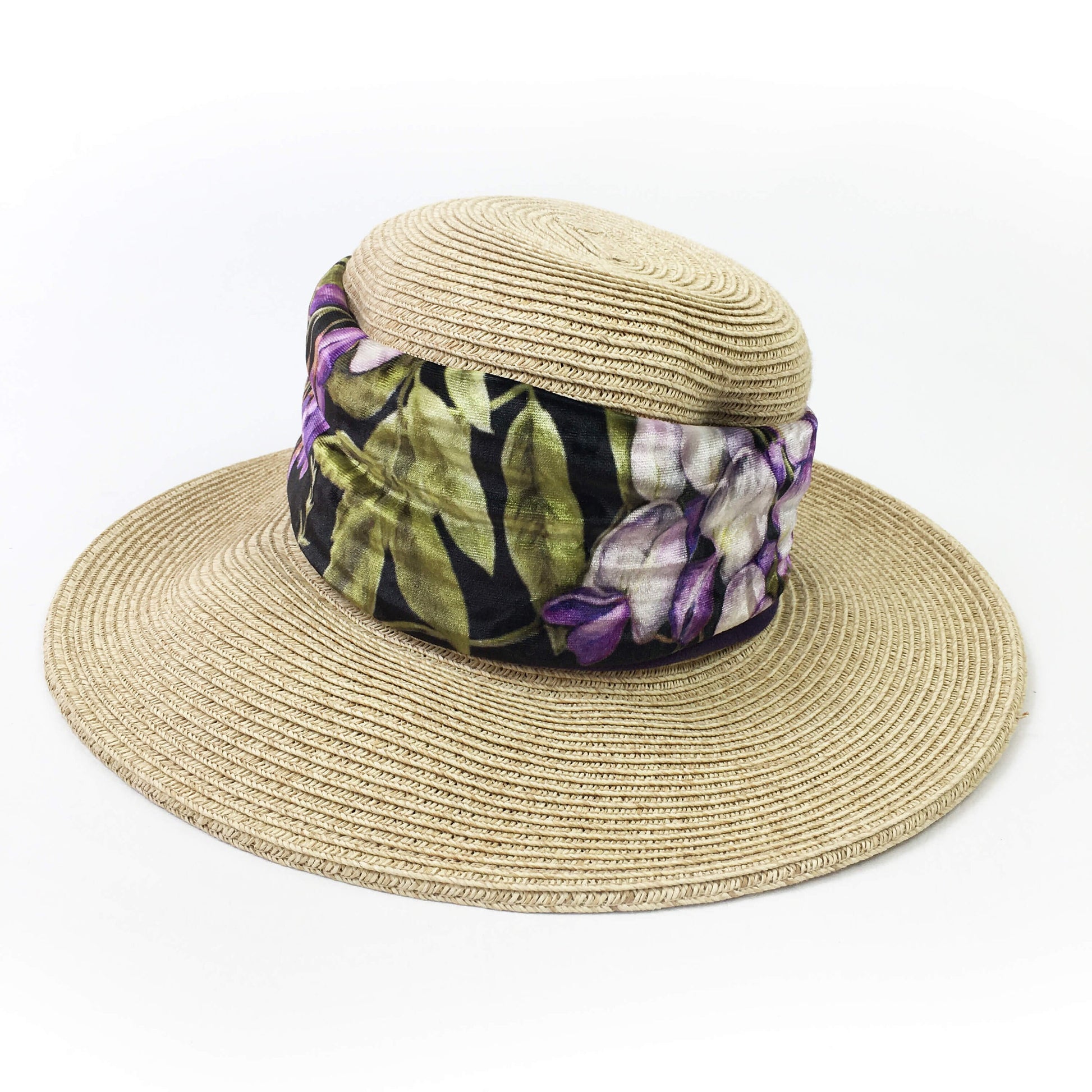 Wisteria, Versatile Scarf, Headband, HatBand, Neck Warmer, Ladies Scarf, Velour Scarf, Designer Gaiter, Handpainted and printed