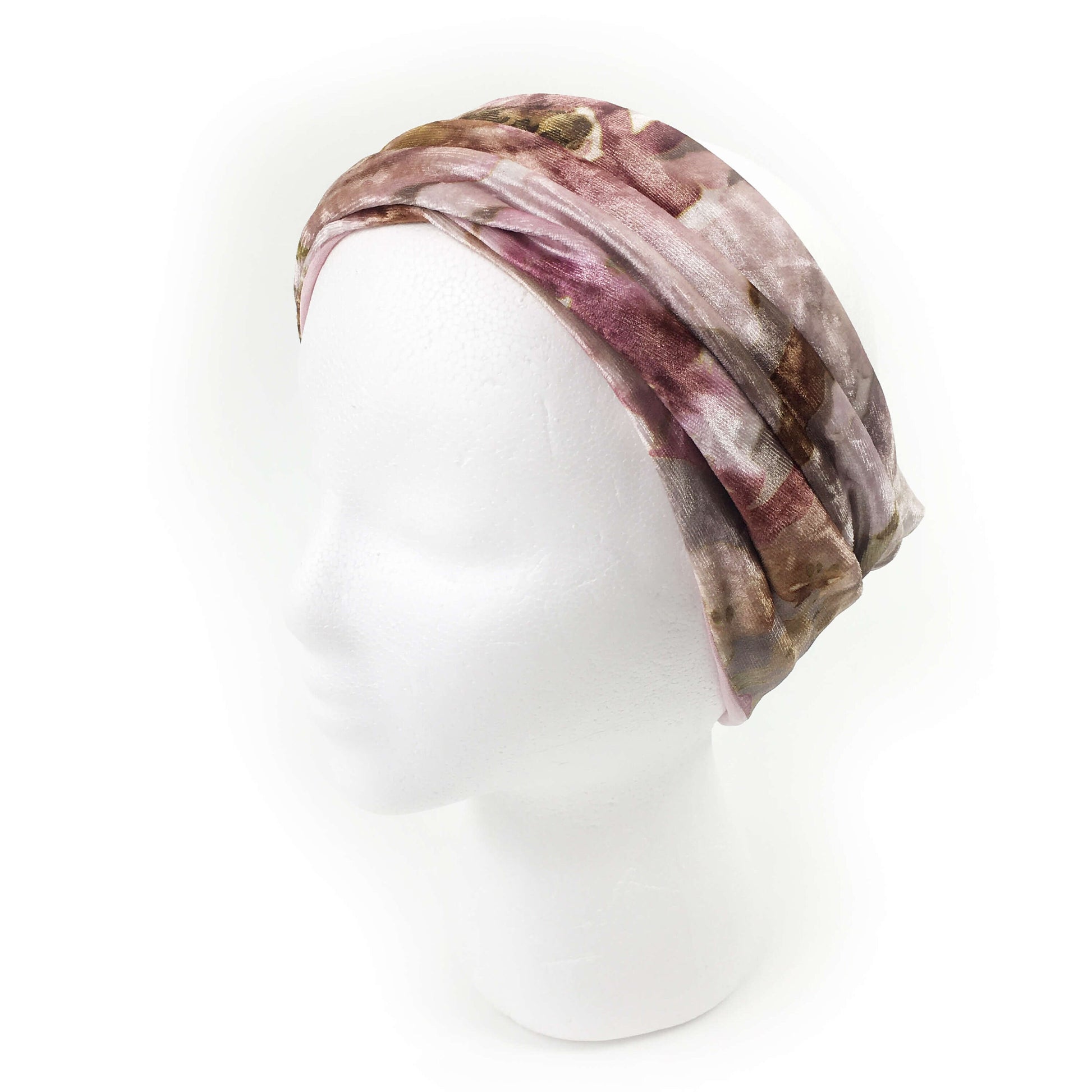 Taupe/Pink Mauves, Womans Cowl Scarf, Neck Warmer, Face Cover, Headband, HatBand, Designer Gaiter, Washable, Ladies Scarf, Velour,Face Mask