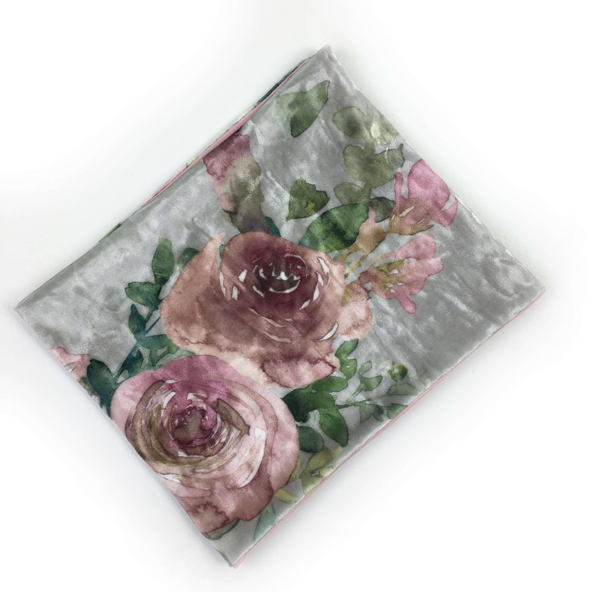 Pink Rose Watercolor,  Versatile Scarf, Headband, HatBand, Neck Warmer, Ladies Scarf, Velour Scarf, Designer Gaiter, Handpainted and printed