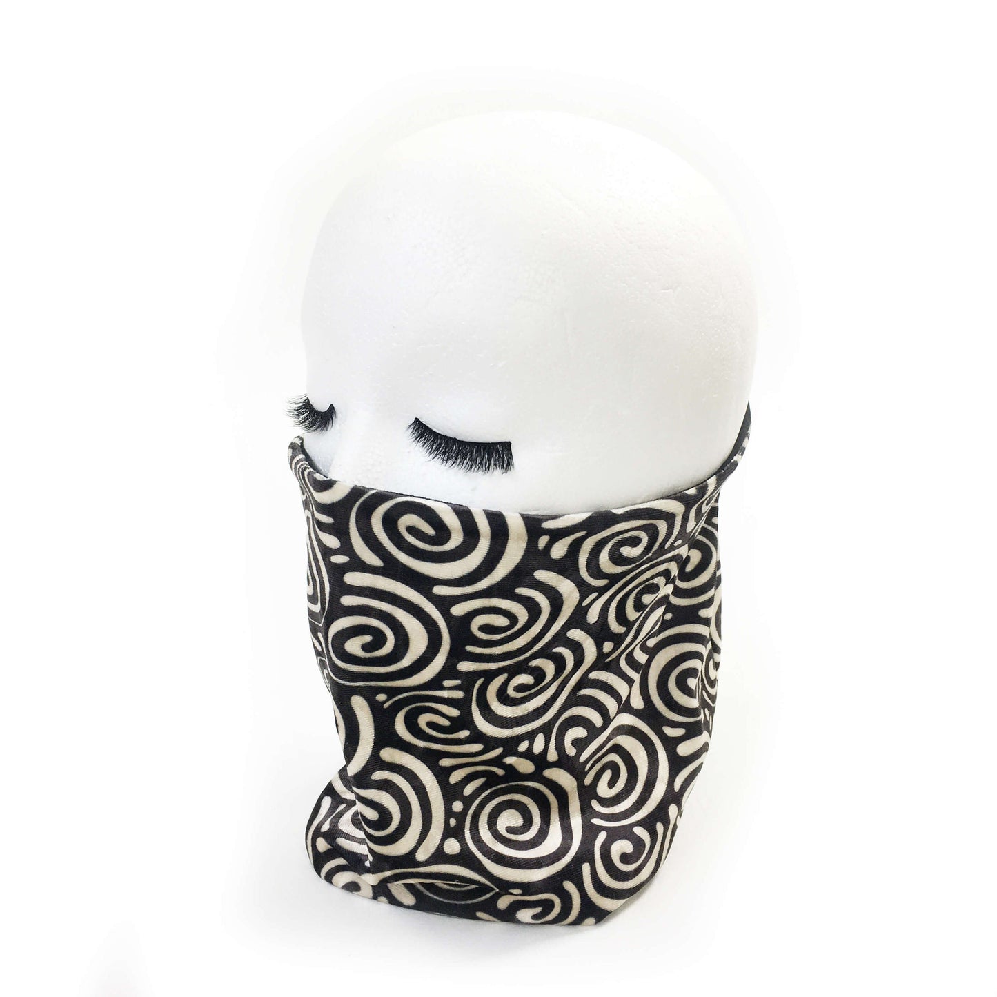 Cream & Black, Versatile Scarf, Headband, HatBand, Neck Warmer, Ladies Scarf, Velour Scarf, Designer Gaiter,Velour/Silky Soft Knit