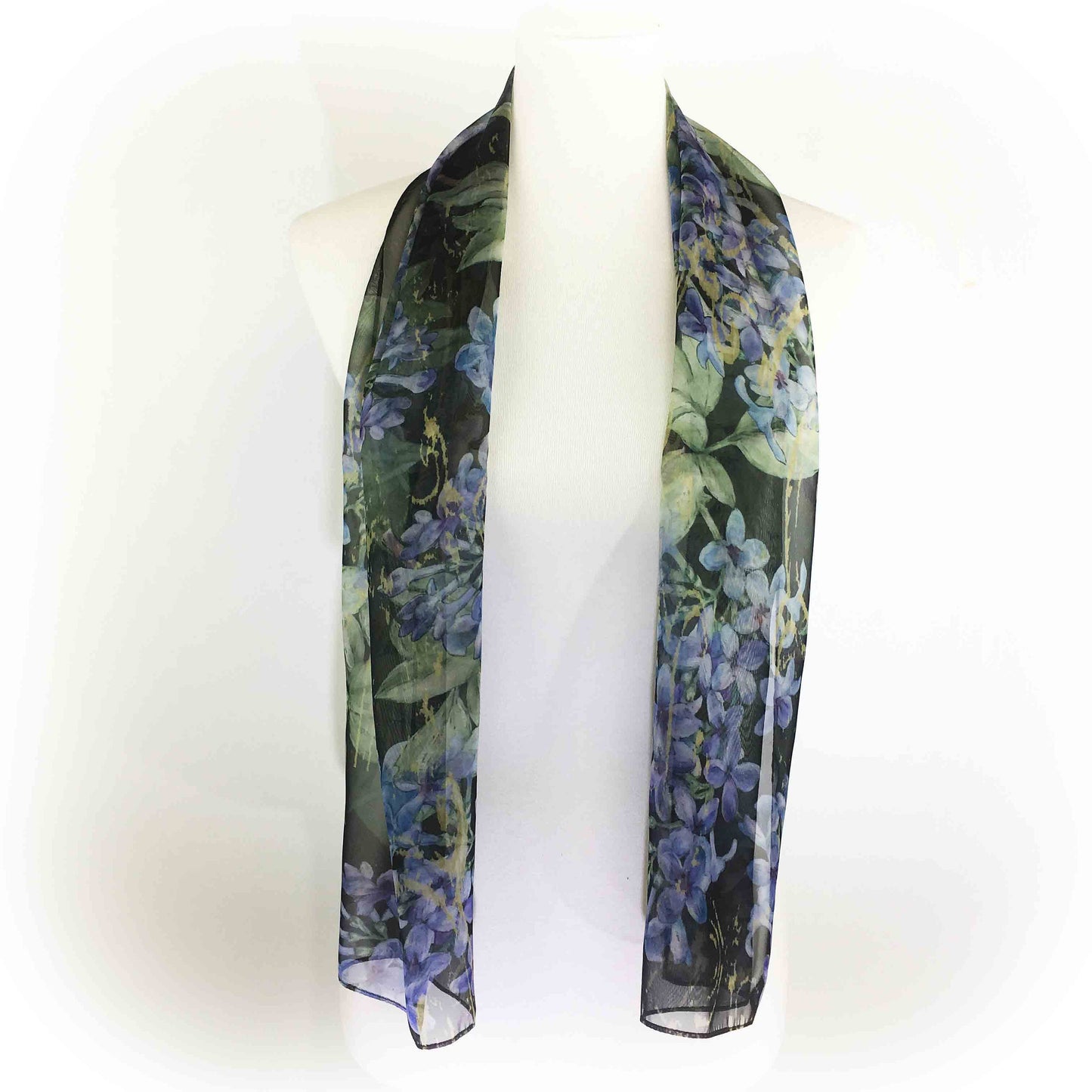 Lilacs Scarf, Chiffon Scarf, Woman Scarf, All season scarf, Lightweight Scarf, hand painted scarf,ladies scarf, artist scarf