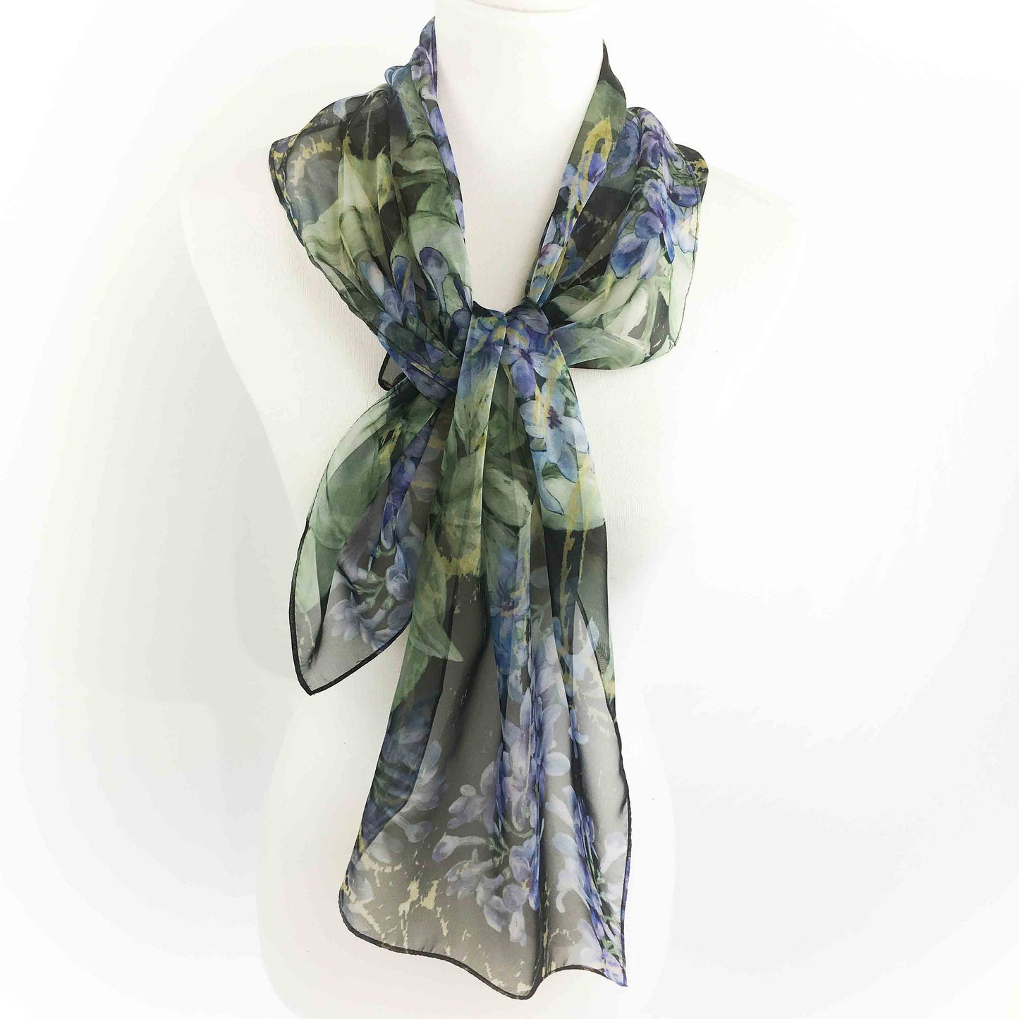 Lilacs Scarf, Chiffon Scarf, Woman Scarf, All season scarf, Lightweight Scarf, hand painted scarf,ladies scarf, artist scarf