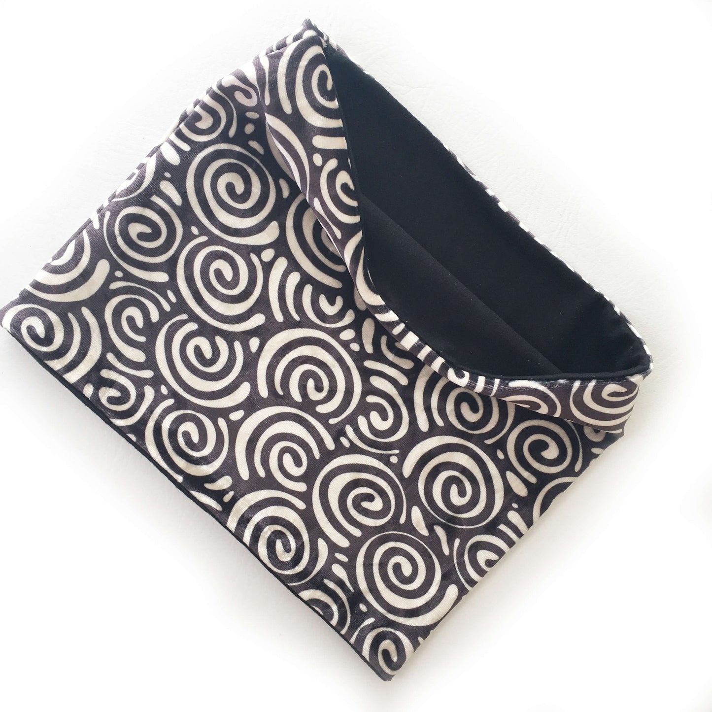 Cream & Black, Versatile Scarf, Headband, HatBand, Neck Warmer, Ladies Scarf, Velour Scarf, Designer Gaiter,Velour/Silky Soft Knit