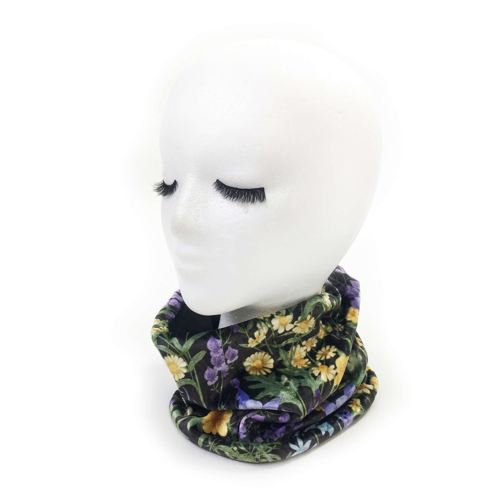 Wildflowers, Womans Versatile Scarf, Headband, HatBand, Neck Warmer, Washable, Ladies Scarf, Velour Scarf, Designer Gaiter, Velour