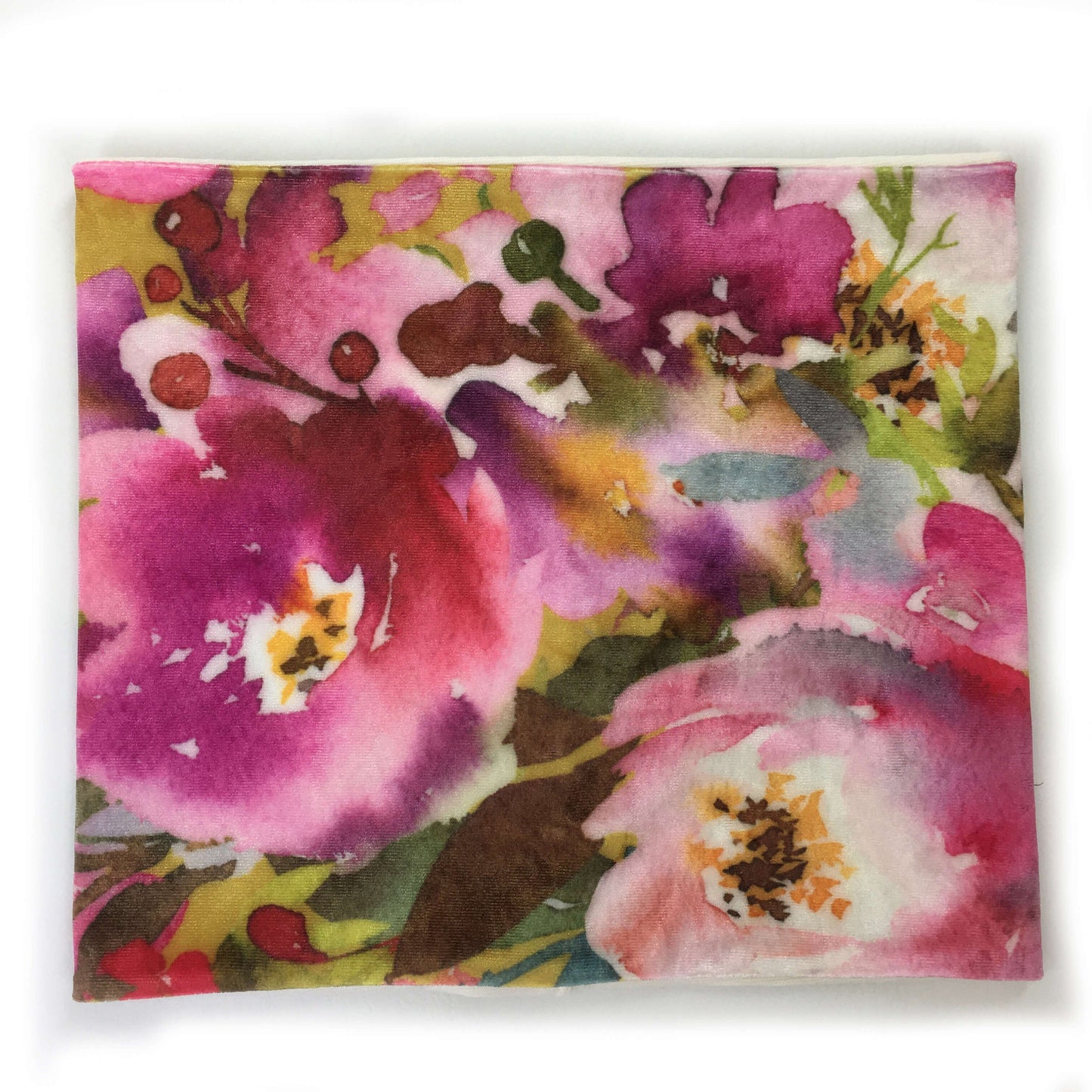 Fuschia Floral Scarf, Versatile Scarf, Headband, HatBand, Neck Warmer, Ladies Scarf, Velour Scarf, Designer Gaiter,Velour/Silky Soft Knit