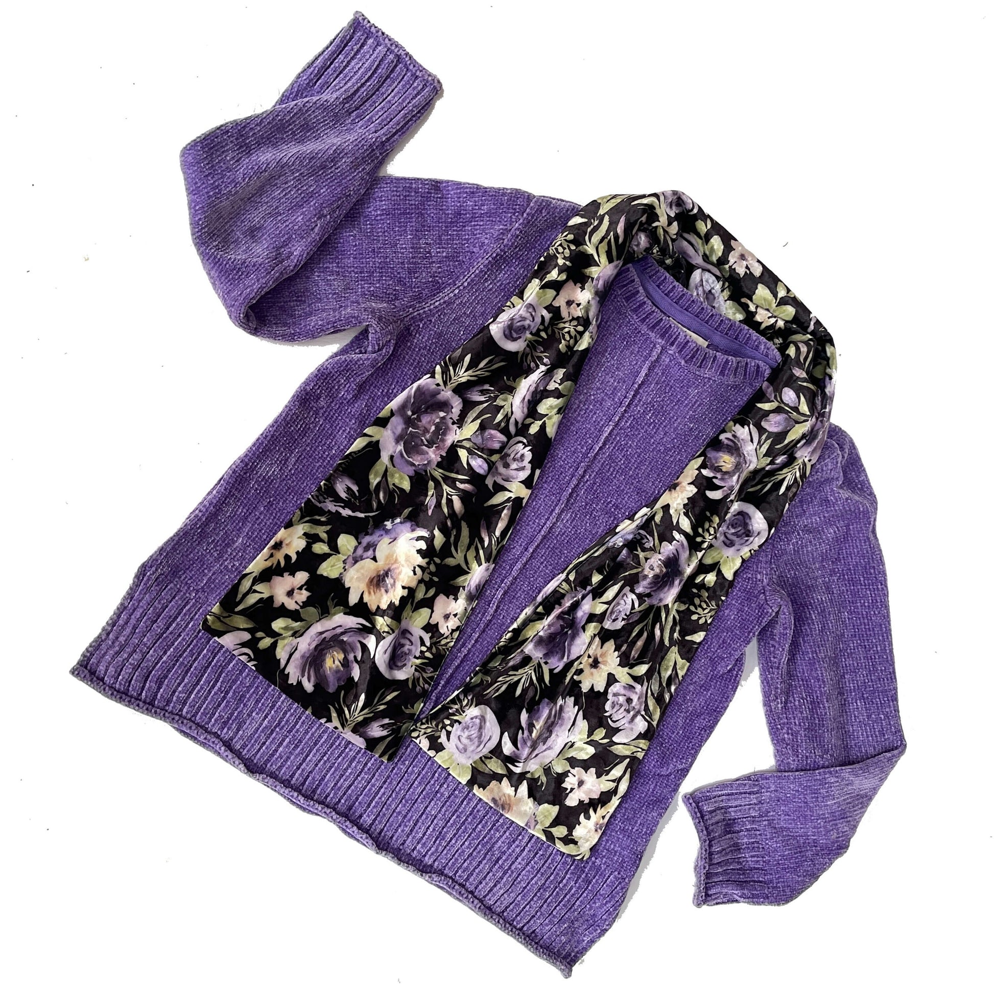 Mixed Floral Watercolor Velour Scarf, Womans scarf, handmade scarf, luminous scarf, designer scarf, all season scarf, floral scarf