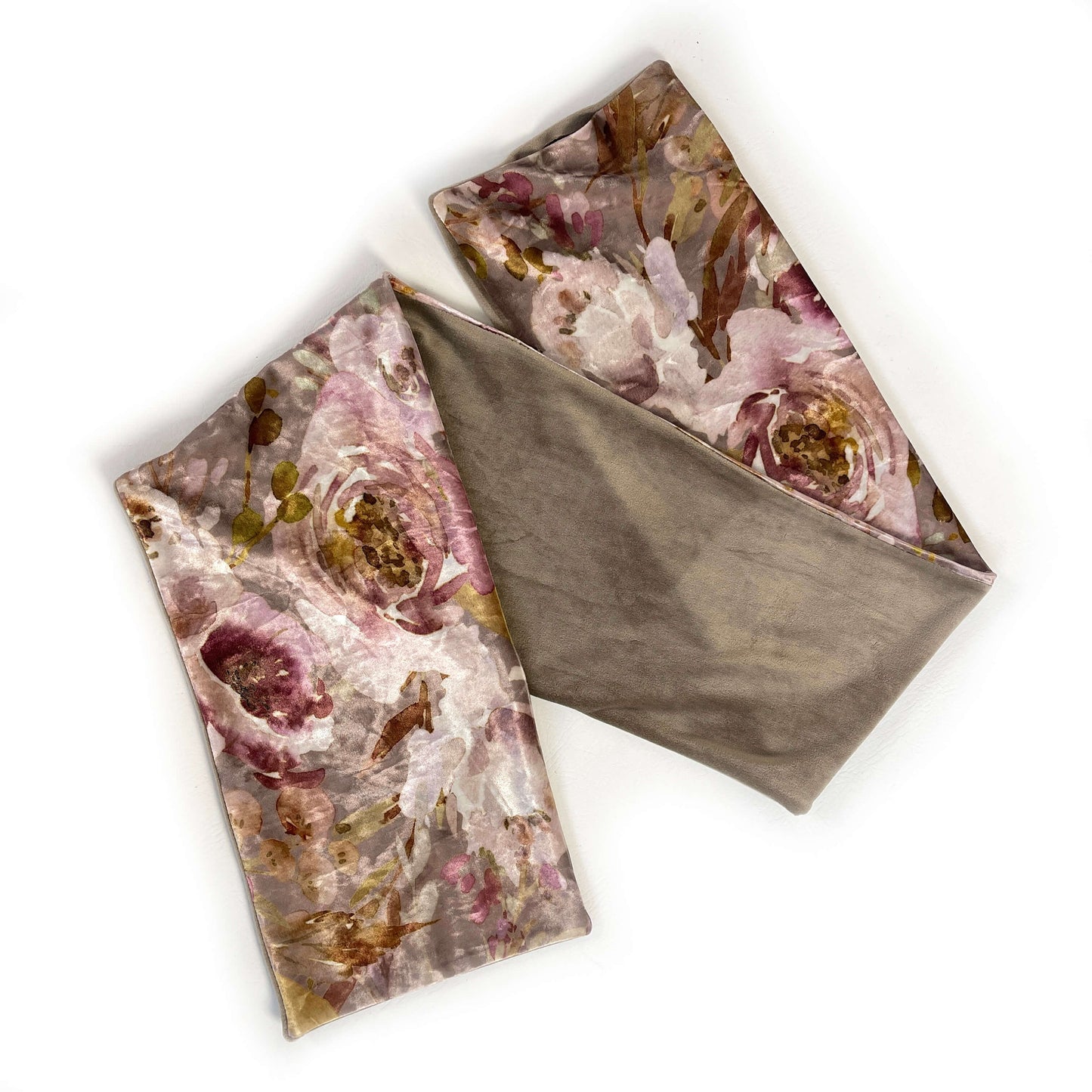Taupe and Pink Mauve Watercolor Velour and Minky Fleece Scarf, Womans scarf, handmade scarf, luminous scarf, artist scarf