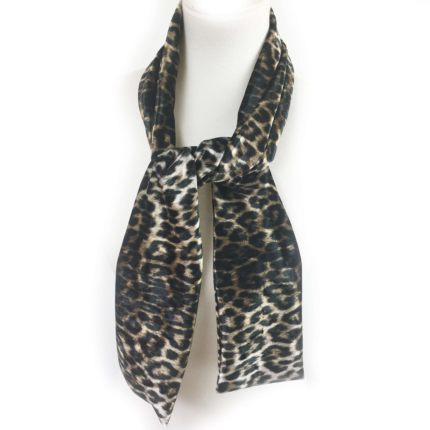 Black and Camel Leopard Scarf - All season velour - UndertheLeafDesigns.com