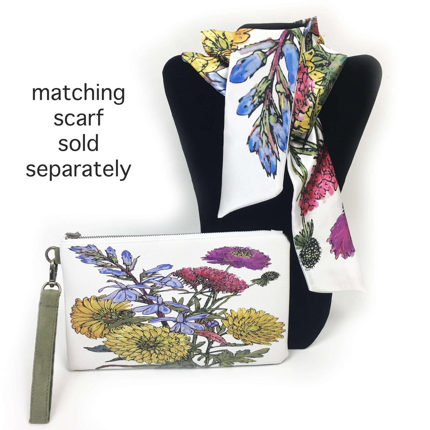 Mum Floral Wristlet - vegan leather/suede - UndertheLeafDesigns.com