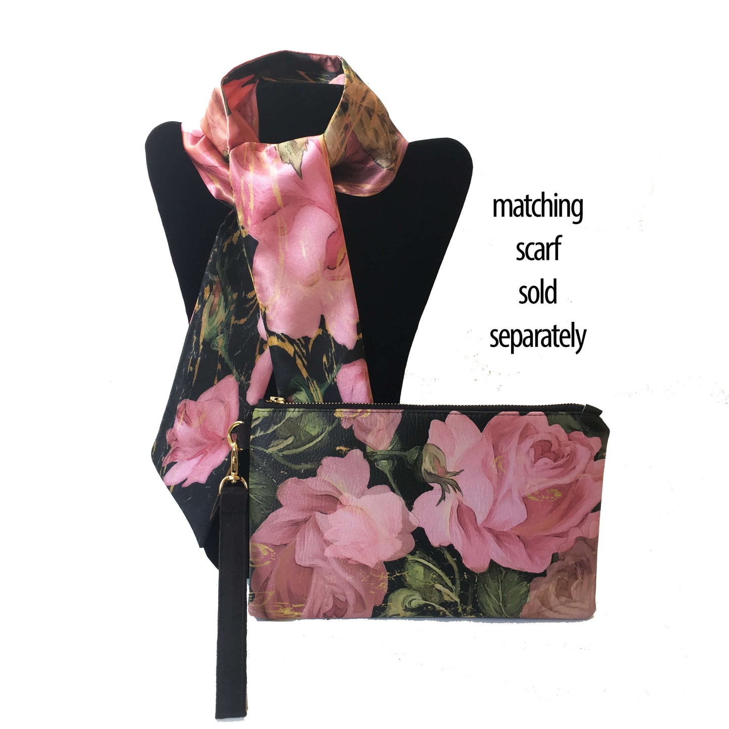 Scroll Rose Wristlet - vegan leather/suede - UndertheLeafDesigns.com