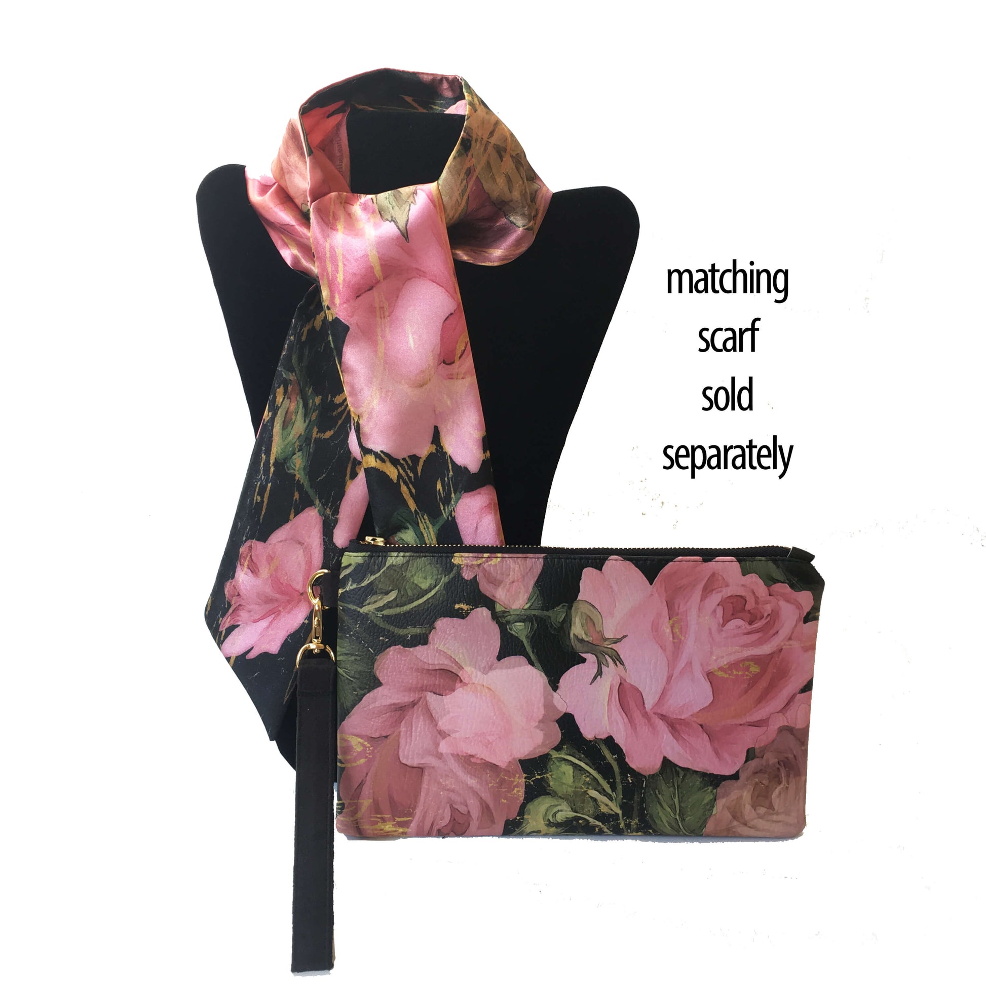 Scroll Rose Wristlet - vegan leather/suede - UndertheLeafDesigns.com
