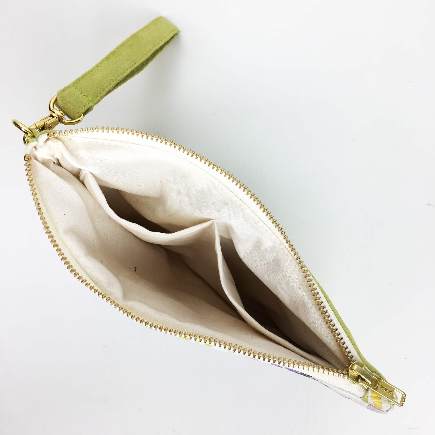 Spring Watercolor Floral wristlet - vegan leather/suede - UndertheLeafDesigns.com